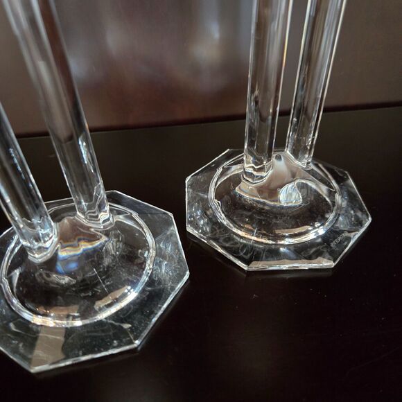 LENOX Fine Crystal 6" Candlesticks Pillars Set Of 2 Made In Germany XLNT Cond! - Picture 3 of 8